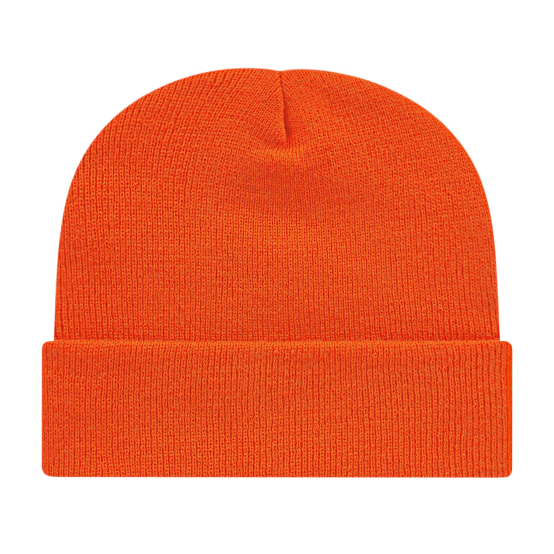 Front View of Orange Cap America Knit Cap with Cuff plain
