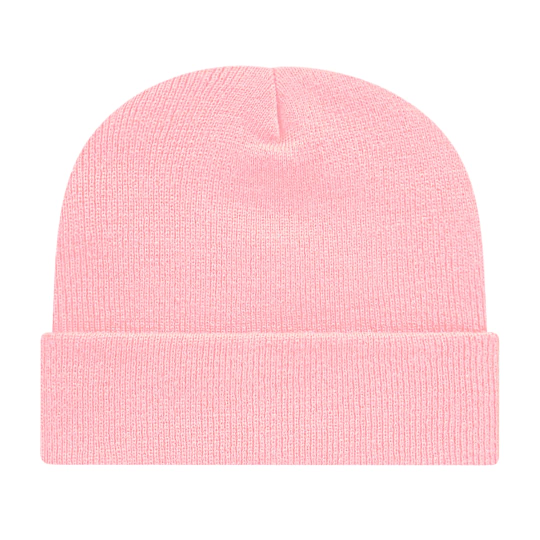 Front View of Pink Cap America Knit Cap with Cuff plain