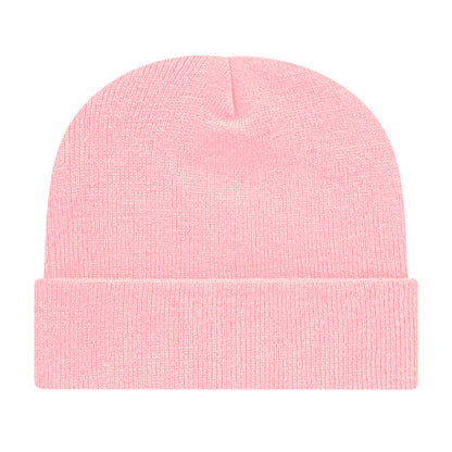 Front View of Pink Cap America Knit Cap with Cuff plain