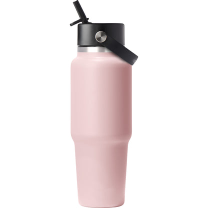 Front View of Pink Hydro Flask® Travel Bottle w/ Flex Straw Cap 32oz plain