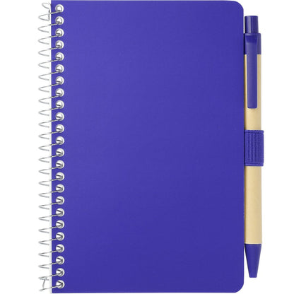 Front View of Purple 4" x 6" FSC® Mix Pocket Spiral Notebook with Pen plain
