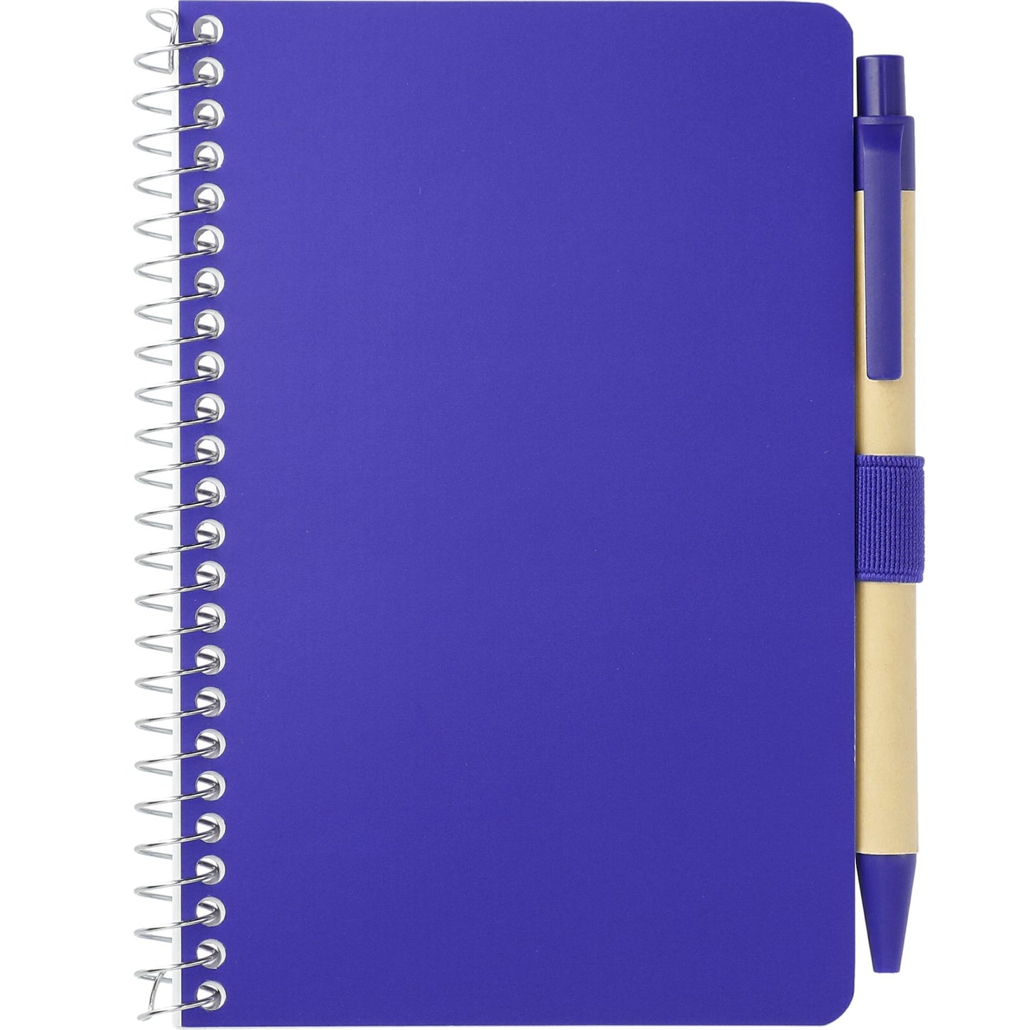 Front View of Purple 4" x 6" FSC® Mix Pocket Spiral Notebook with Pen plain