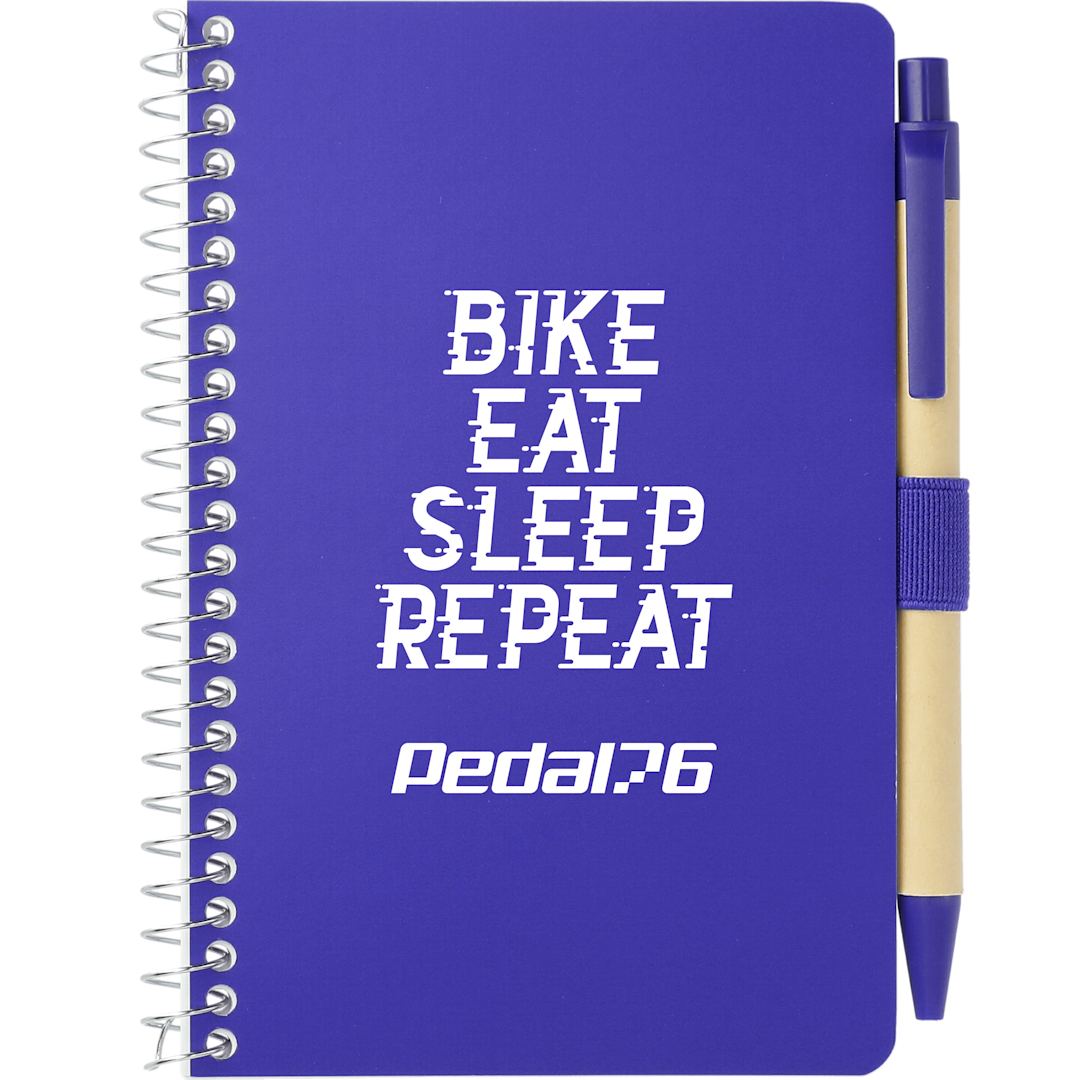 Front View of Purple 4" x 6" FSC® Mix Pocket Spiral Notebook with Pen