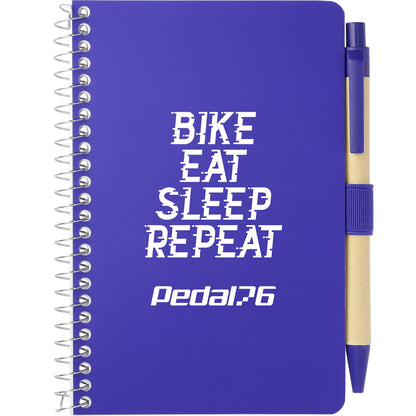 Front View of Purple 4" x 6" FSC® Mix Pocket Spiral Notebook with Pen