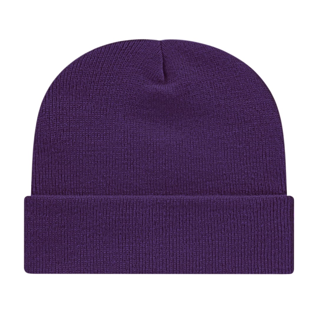 Front View of Purple Cap America Knit Cap with Cuff plain