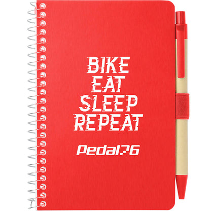 Front View of Red 4" x 6" FSC® Mix Pocket Spiral Notebook with Pen
