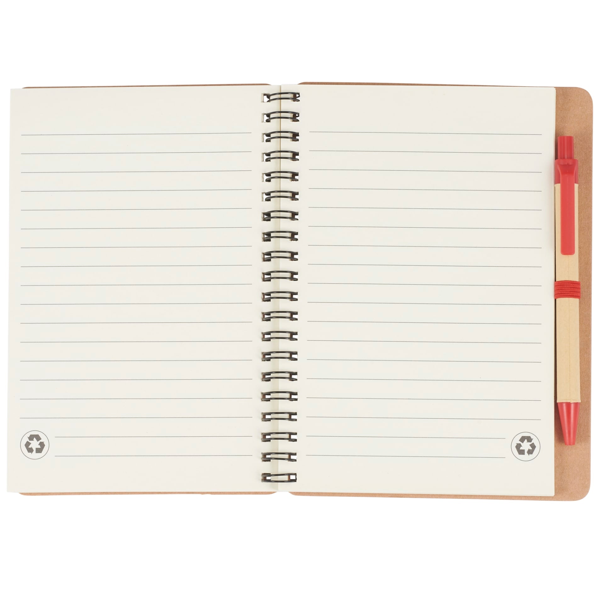 Front View of Red 5" x 7" FSC® Mix Eco Spiral Notebook with Pen