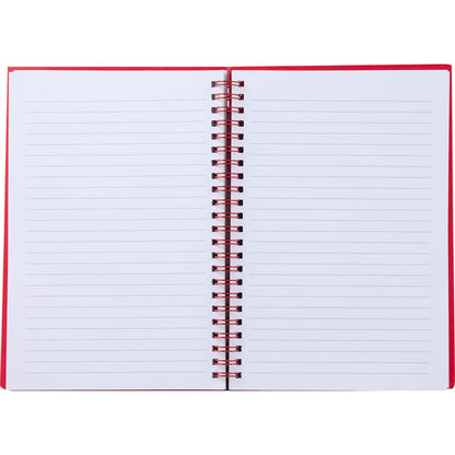 Front View of Red 5.5" x 8.5" Spiral Notebook with Clear Pocket plain