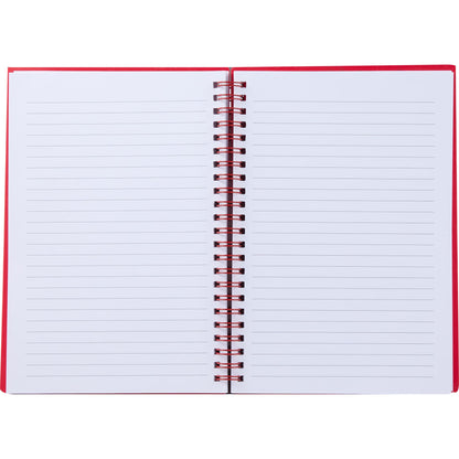 Front View of Red 5.5" x 8.5" Spiral Notebook with Clear Pocket plain