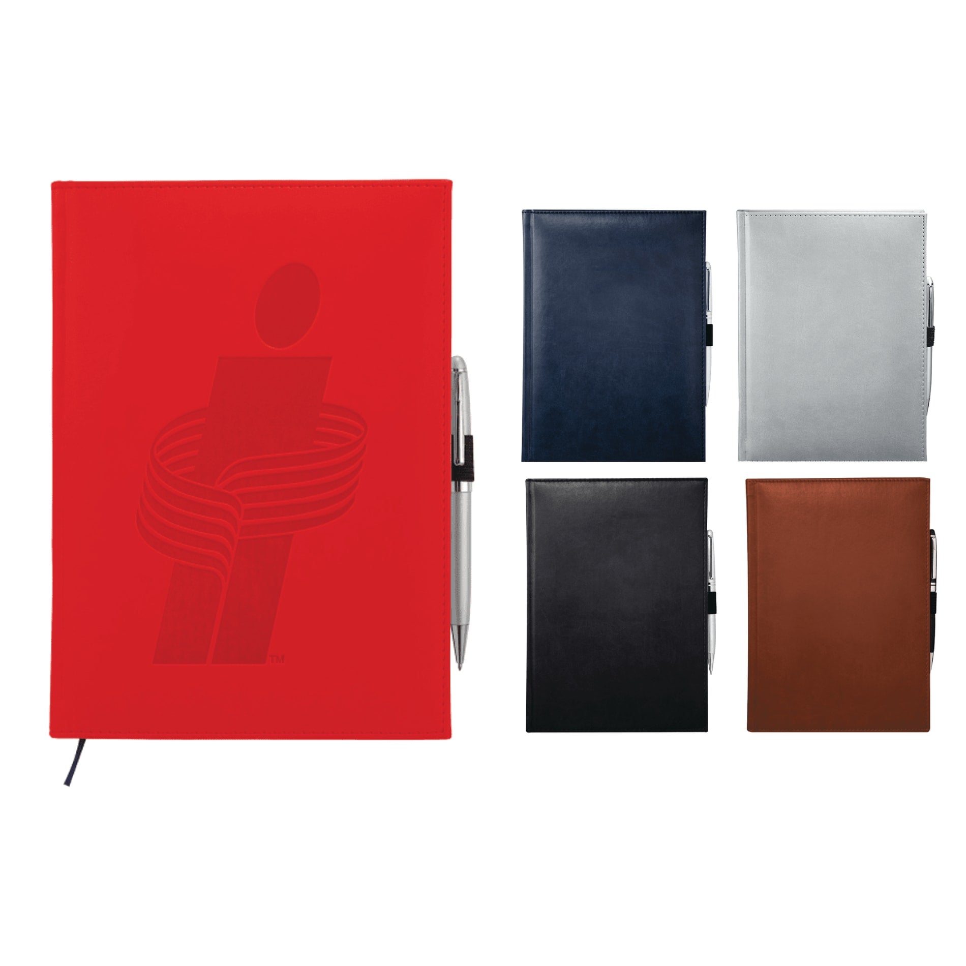 Front View of Red 7" x 10" FSC® Mix Pedova™ Large Bound Journal