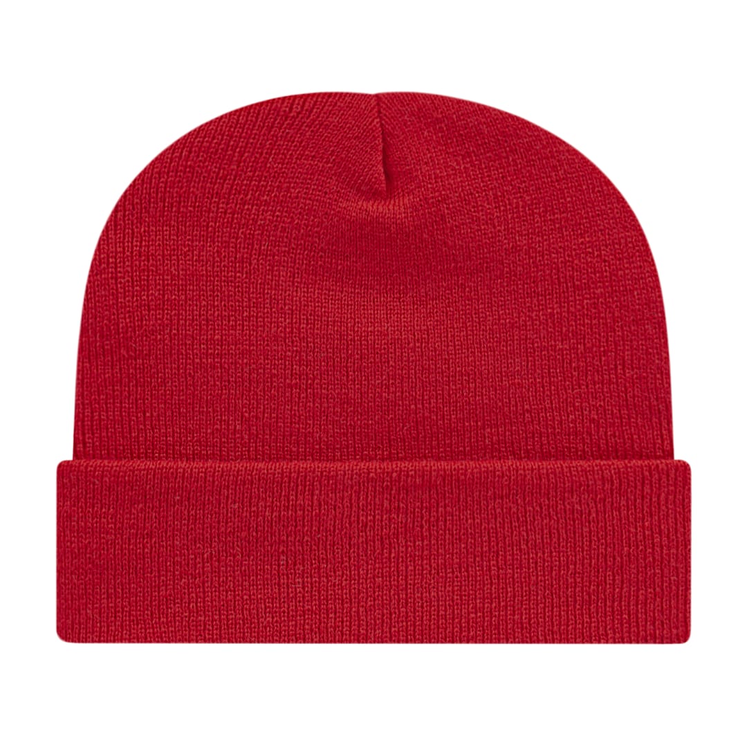 Front View of Red Cap America Knit Cap with Cuff plain