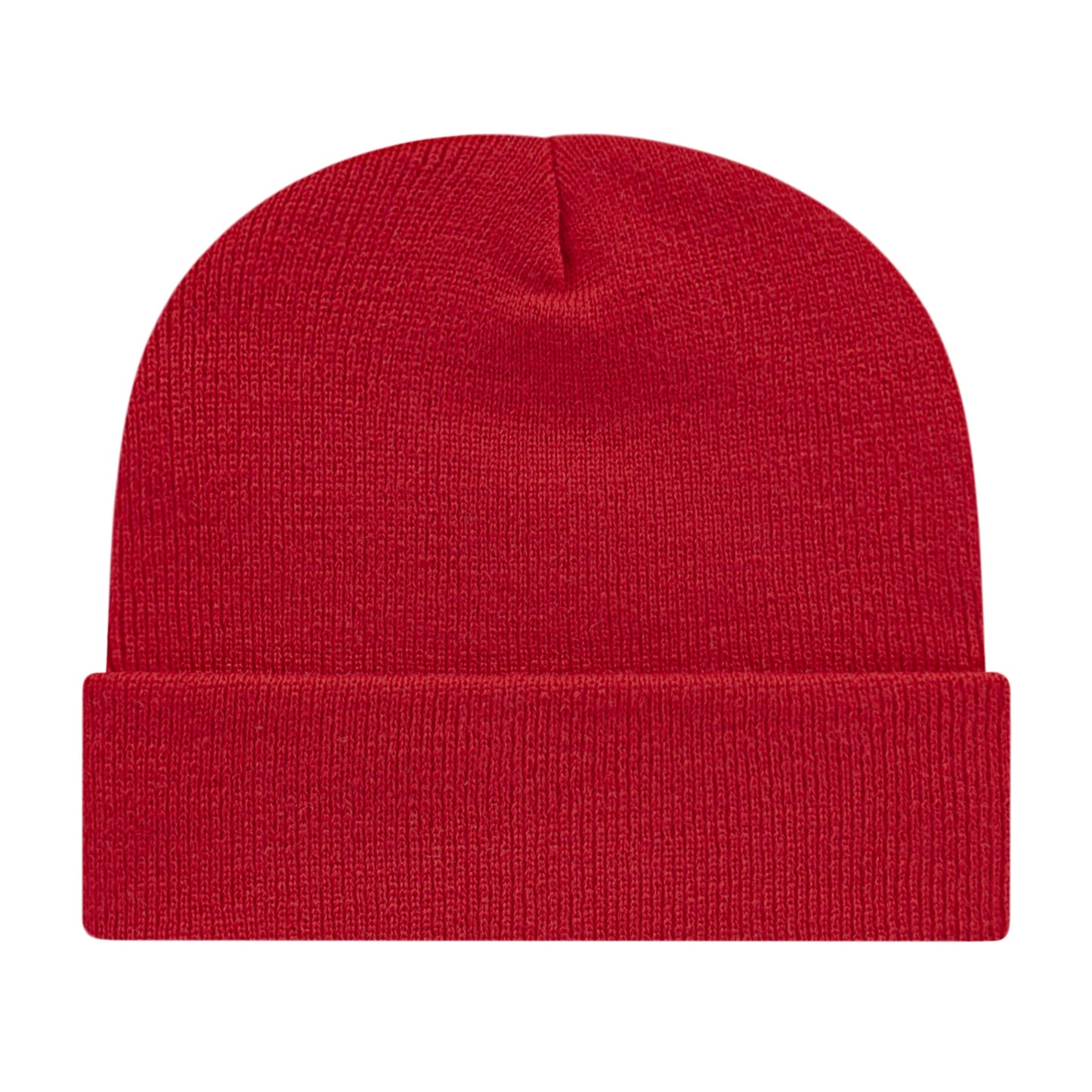 Front View of Red Cap America Knit Cap with Cuff plain