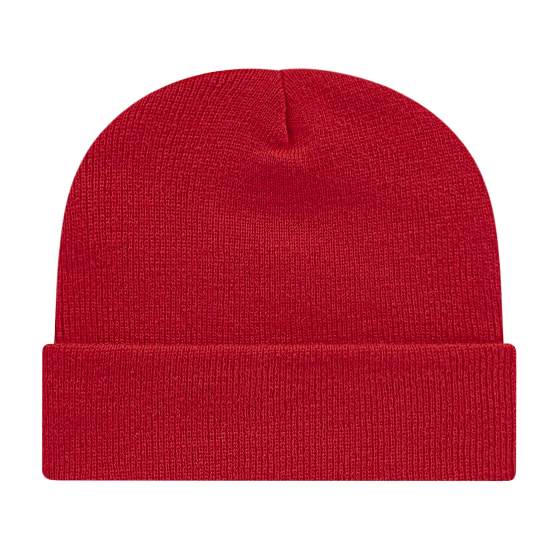Front View of Red Cap America Knit Cap with Cuff plain