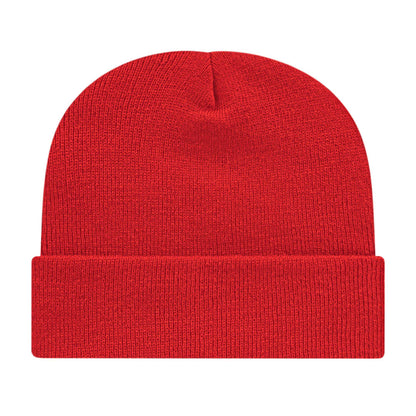 Front View of Red Cap America Knit Cap with Cuff plain