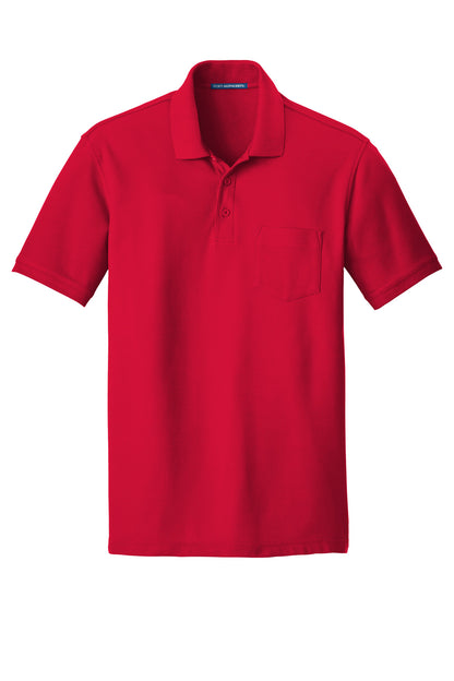 Front View of Rich Red Port Authority Core Classic Pique Pocket Polo. K100P