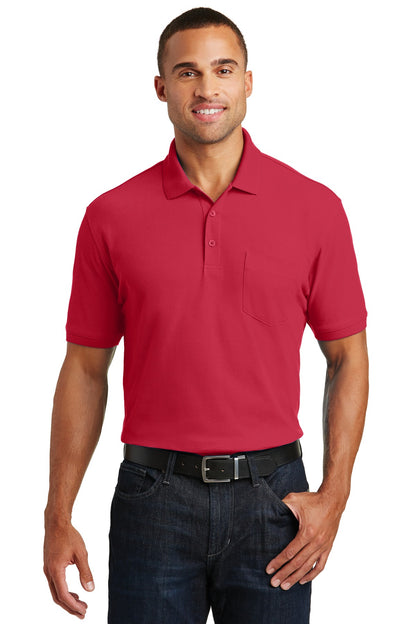 Front View of Rich Red Port Authority Core Classic Pique Pocket Polo. K100P