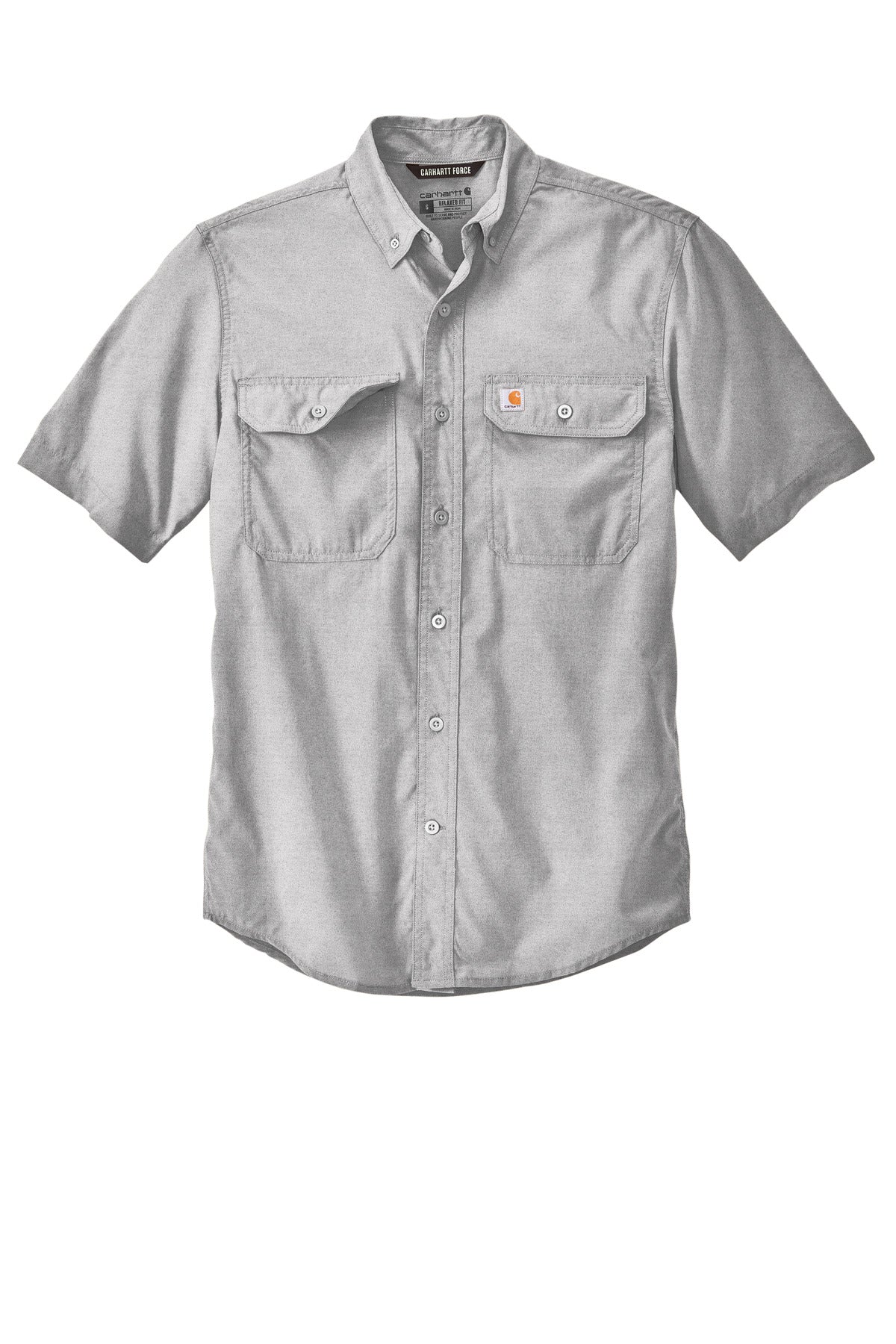 Front View of Steel Carhartt Force Solid Short Sleeve Shirt CT105292