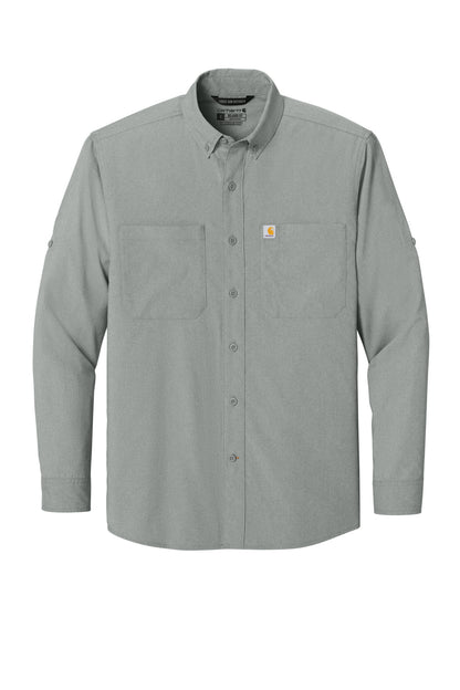Front View of Steel Carhartt Force Sun Defender Long Sleeve Shirt CT107106