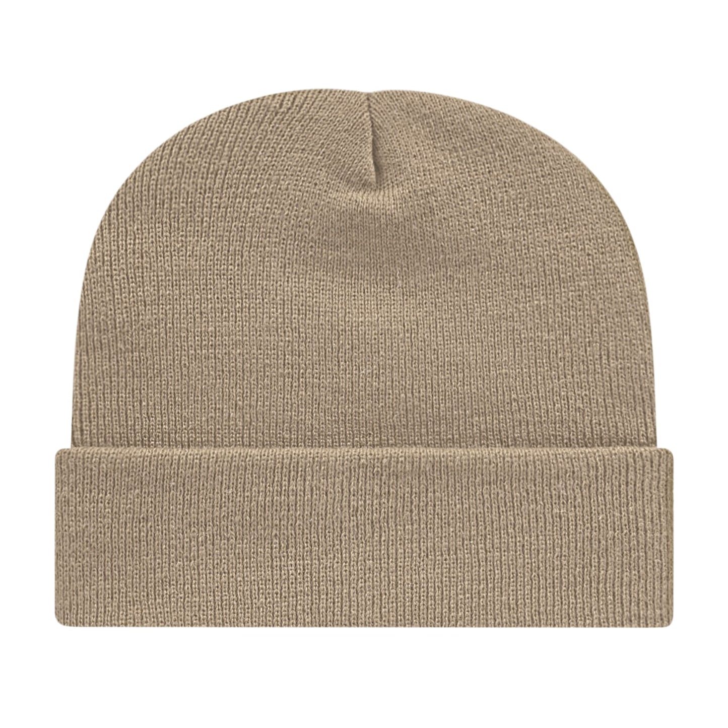 Front View of Tan Cap America Knit Cap with Cuff plain