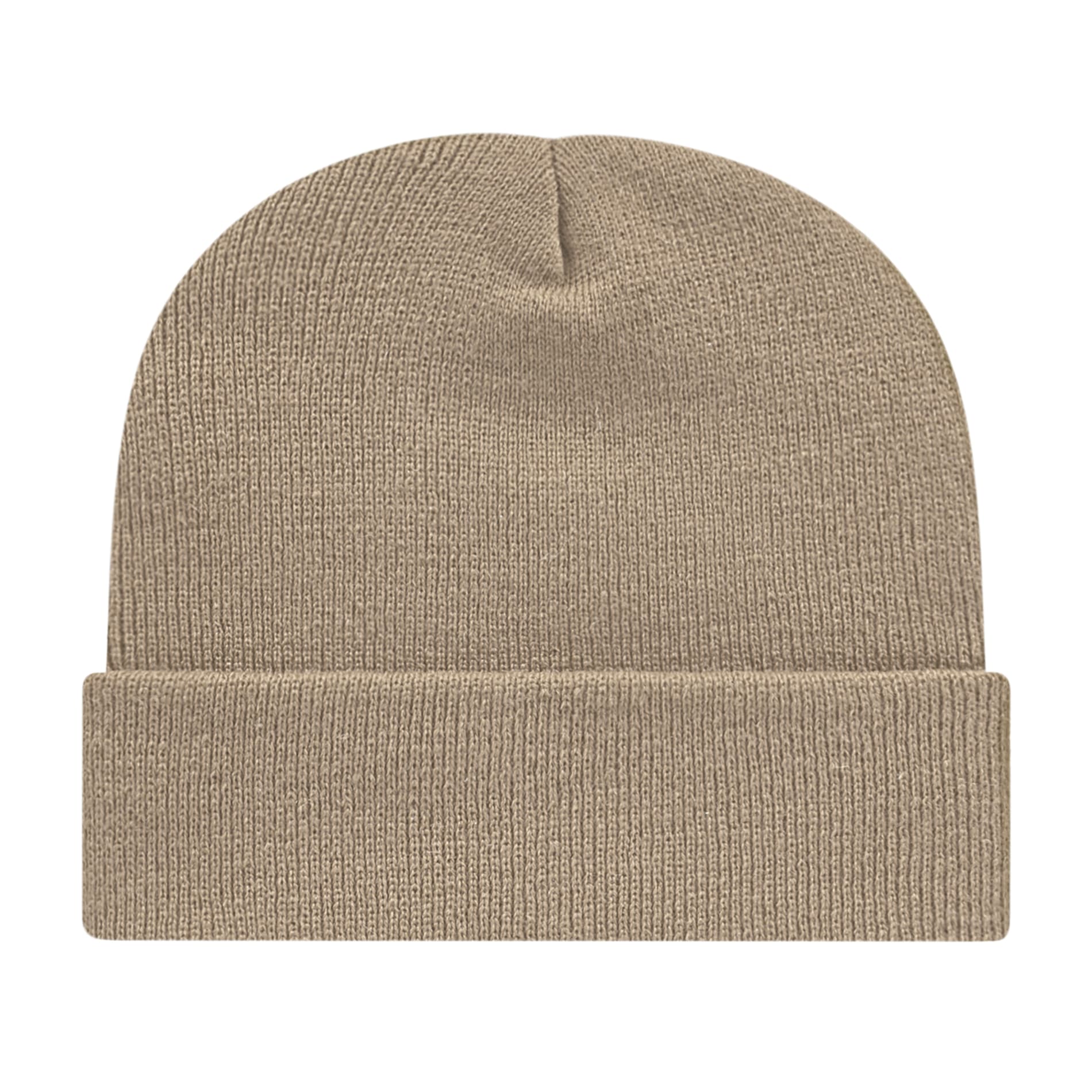 Front View of Tan Cap America Knit Cap with Cuff plain