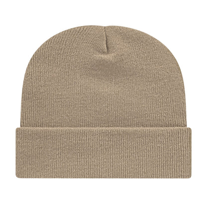 Front View of Tan Cap America Knit Cap with Cuff plain