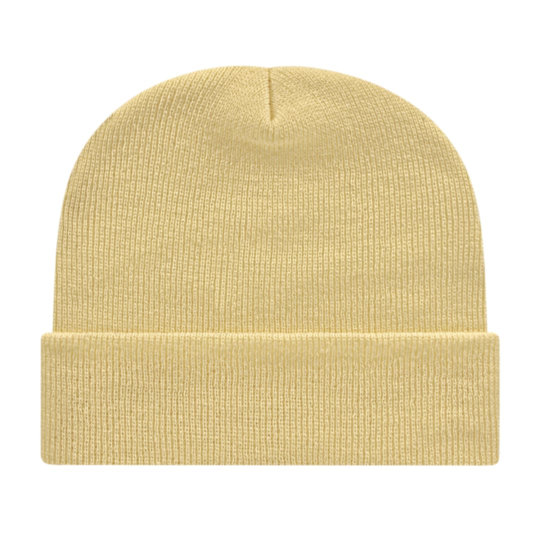 Front View of Tan Cap America Knit Cap with Cuff plain