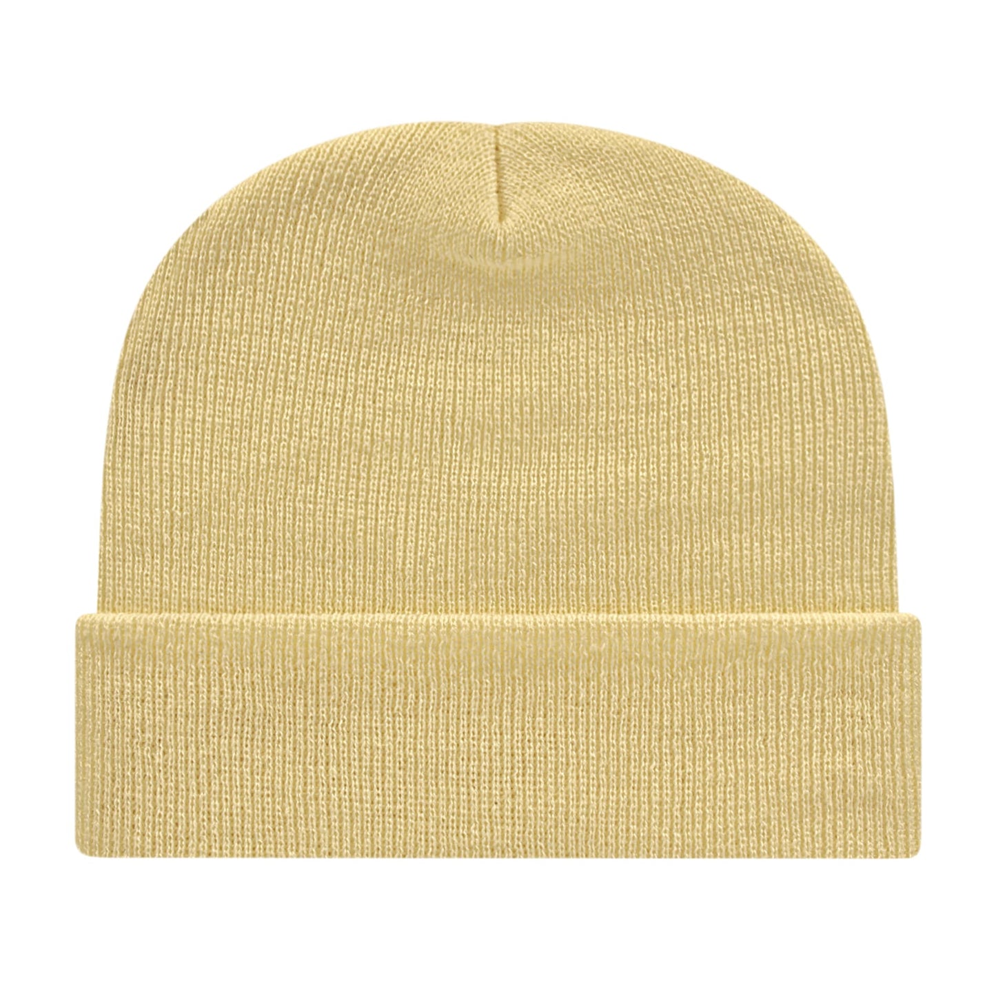 Front View of Tan Cap America Knit Cap with Cuff plain
