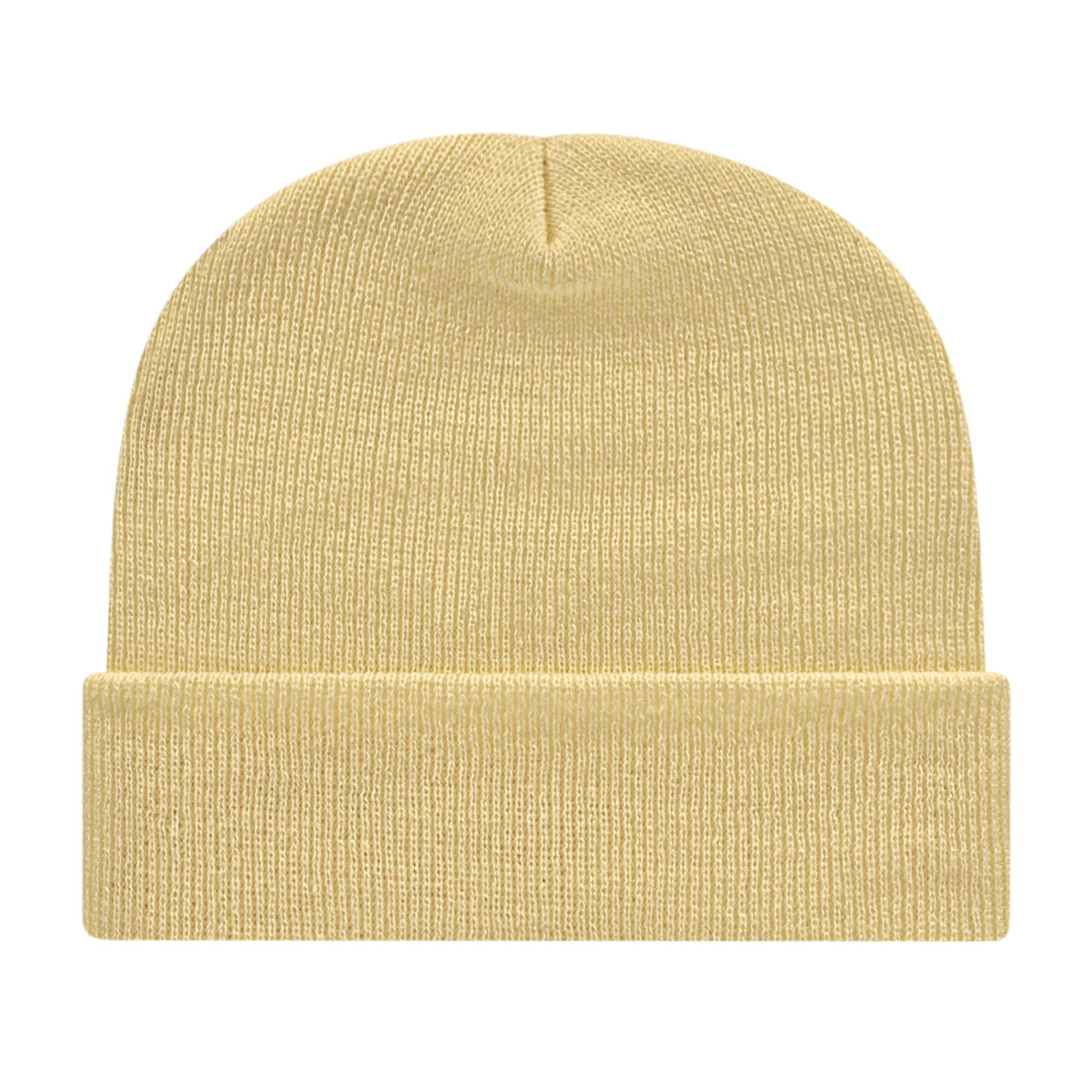 Front View of Tan Cap America Knit Cap with Cuff plain