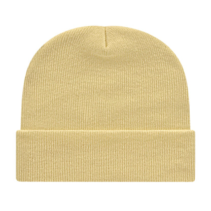 Front View of Tan Cap America Knit Cap with Cuff plain