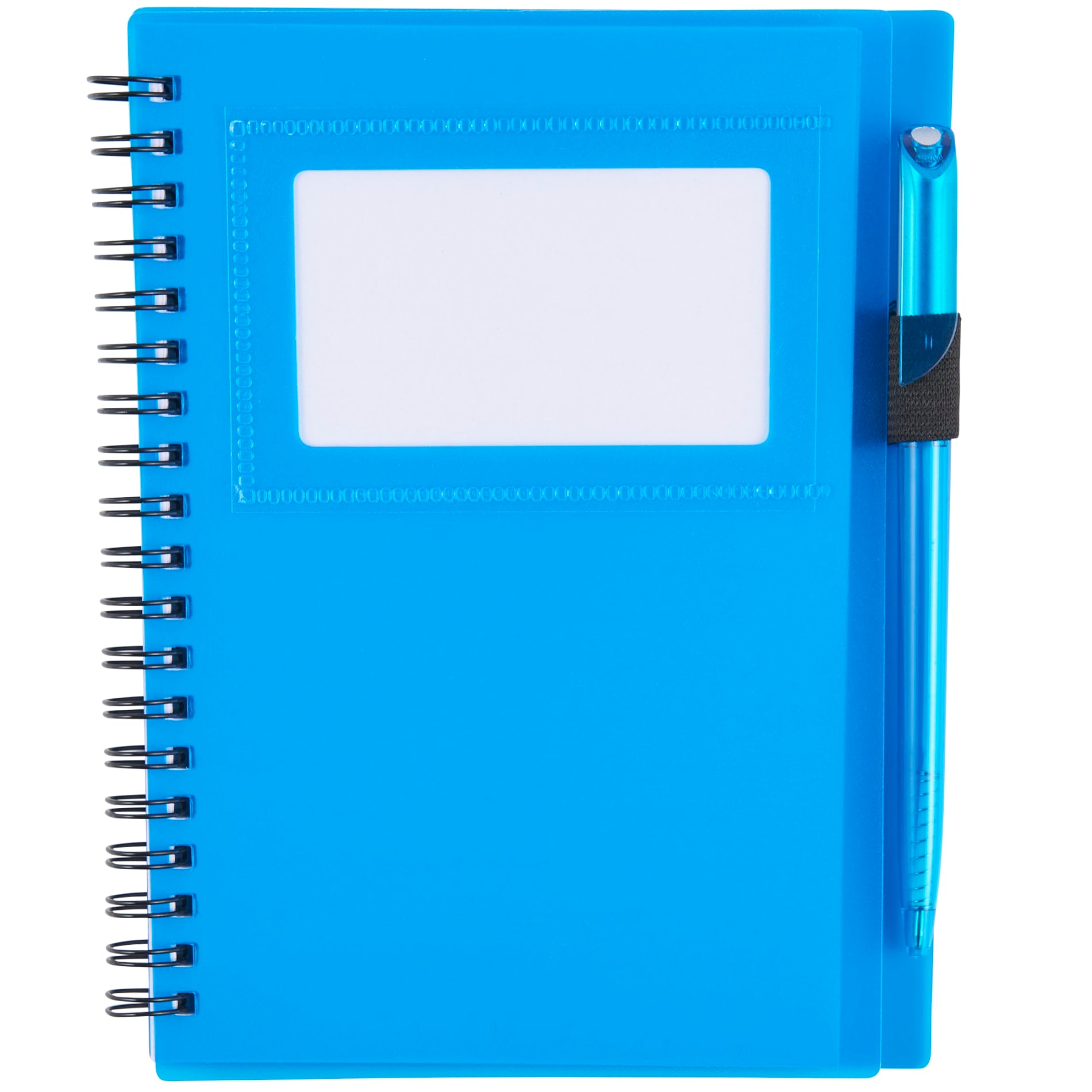 Front View of Translucent Blue (TBL) 5.5" x 7" FSC® Mix Star Spiral Notebook with Pen plain