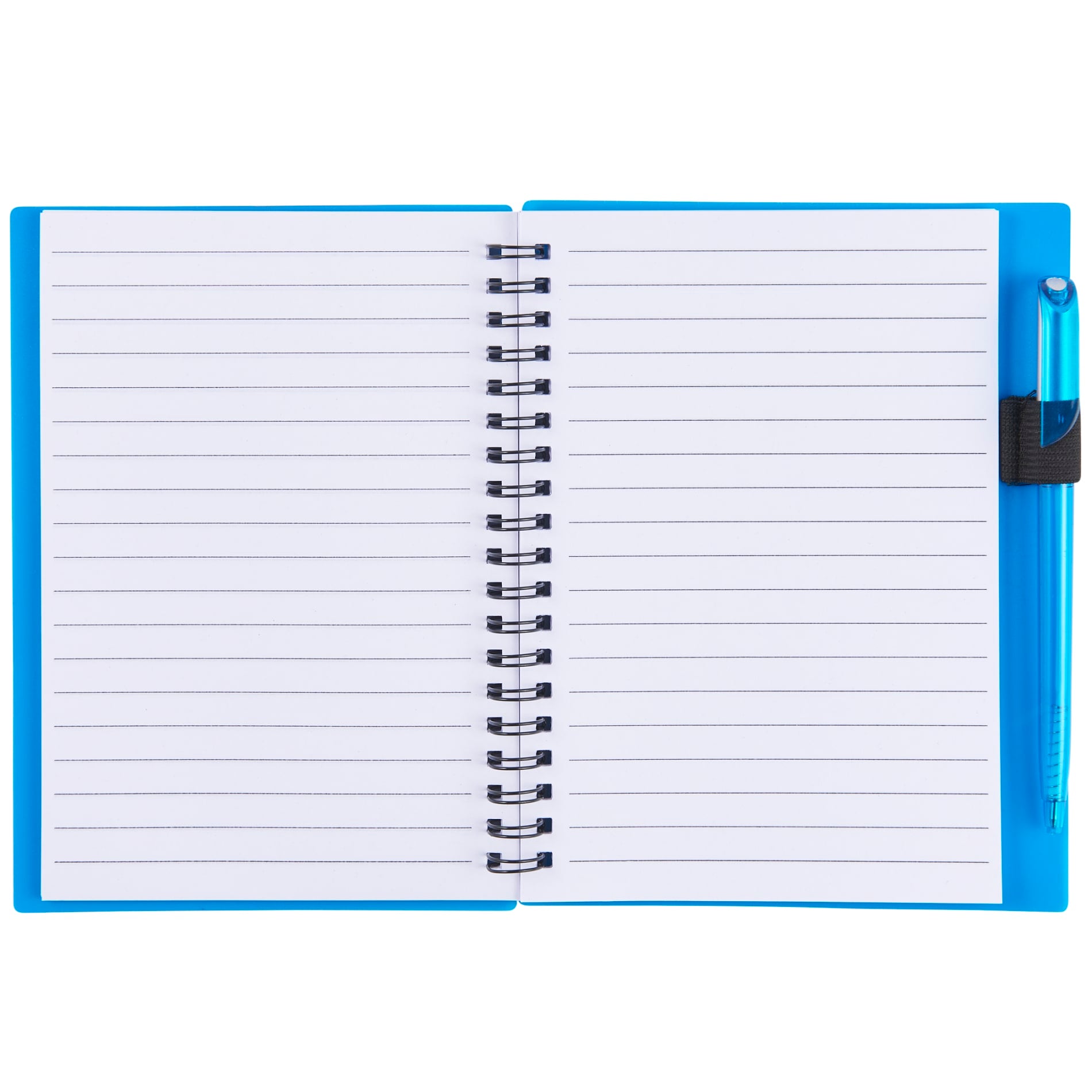 Front View of Translucent Blue (TBL) 5.5" x 7" FSC® Mix Star Spiral Notebook with Pen