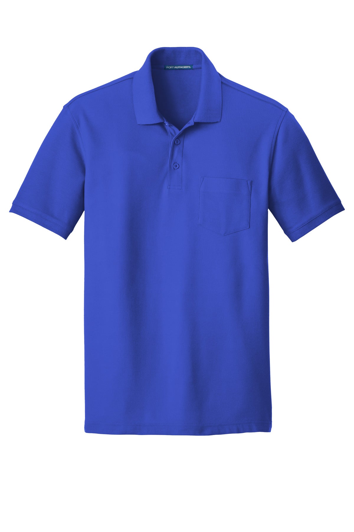 Front View of True Royal Port Authority Core Classic Pique Pocket Polo. K100P