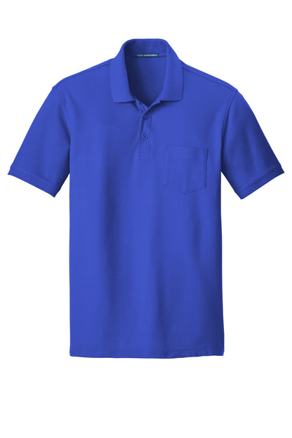 Front View of True Royal Port Authority Core Classic Pique Pocket Polo. K100P