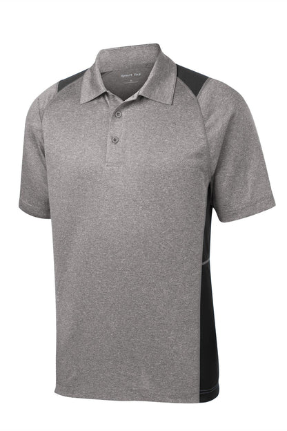 Front View of Vnt He/Black Sport-Tek Heather Colorblock Contender Polo. ST665