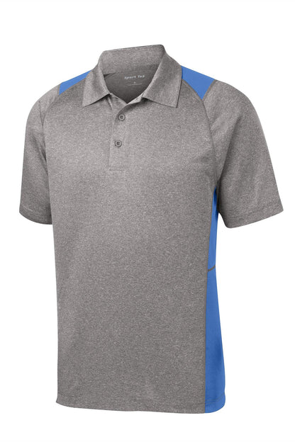 Front View of Vnt He/Car Blu Sport-Tek Heather Colorblock Contender Polo. ST665