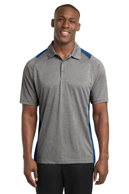 Front View of VtgHthr/Ry Sport-Tek Heather Colorblock Contender Polo. ST665