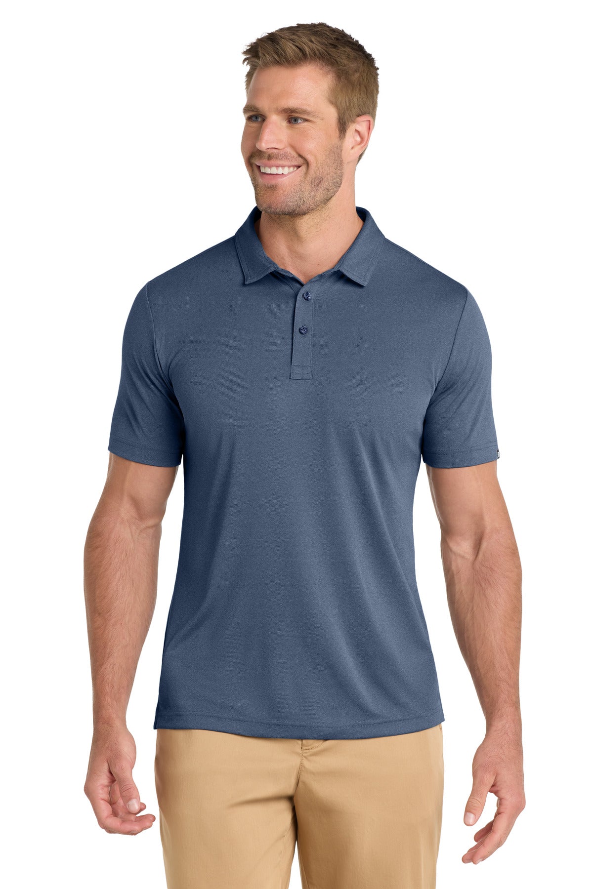 Front View of VtgIdg/Blk TravisMathew Coto Performance Polo. TM1MU410