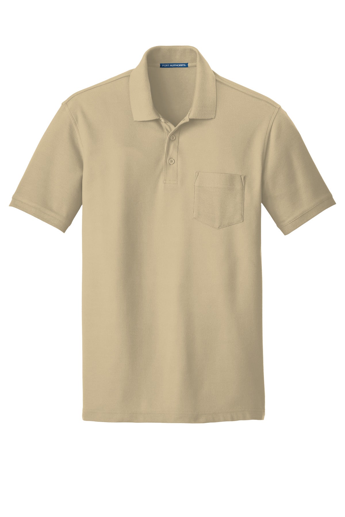 Front View of Wheat Port Authority Core Classic Pique Pocket Polo. K100P