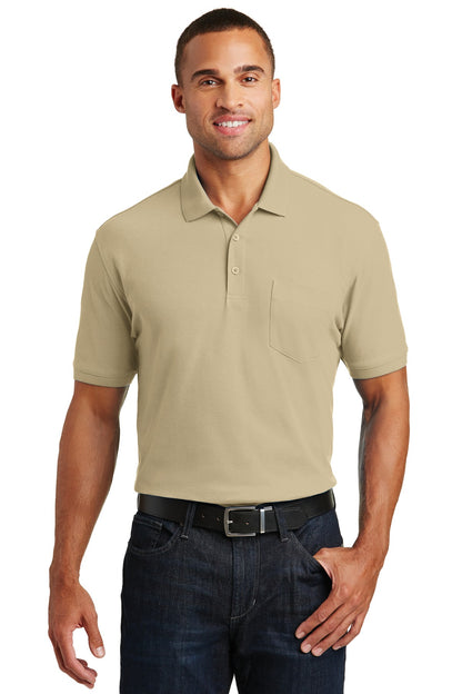 Front View of Wheat Port Authority Core Classic Pique Pocket Polo. K100P