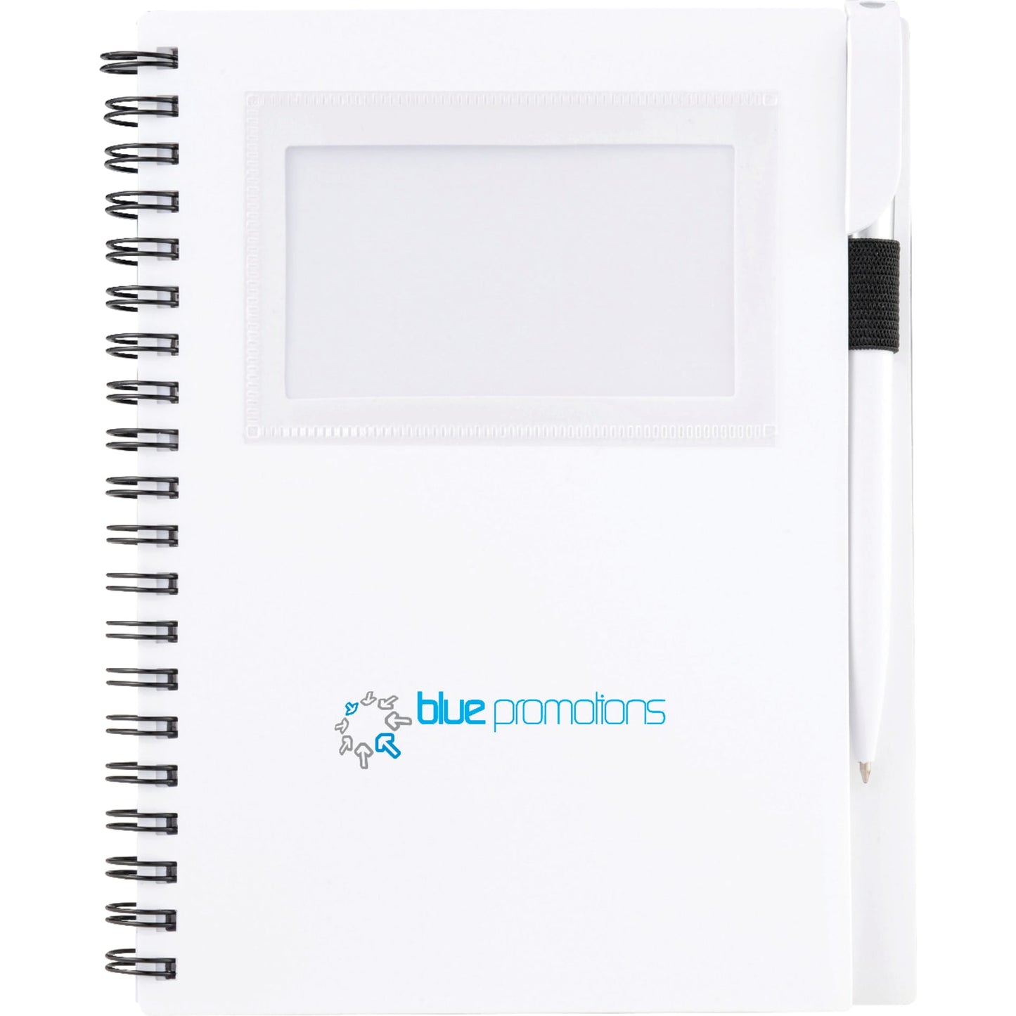 Front View of White 5.5" x 7" FSC® Mix Star Spiral Notebook with Pen