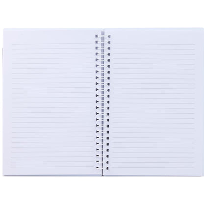 Front View of White 5.5" x 8.5" Spiral Notebook with Clear Pocket plain
