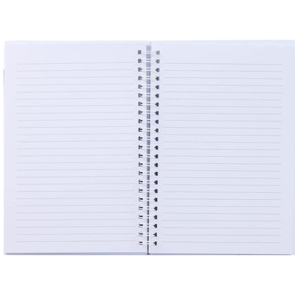 Front View of White 5.5" x 8.5" Spiral Notebook with Clear Pocket plain