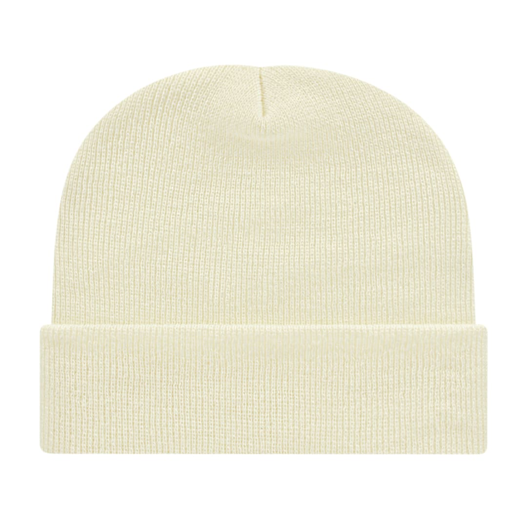 Front View of White Cap America Knit Cap with Cuff plain