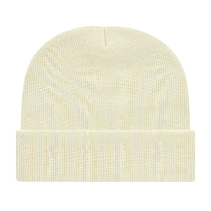 Front View of White Cap America Knit Cap with Cuff plain