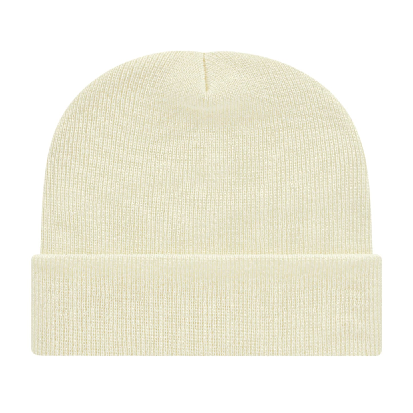 Front View of White Cap America Knit Cap with Cuff plain