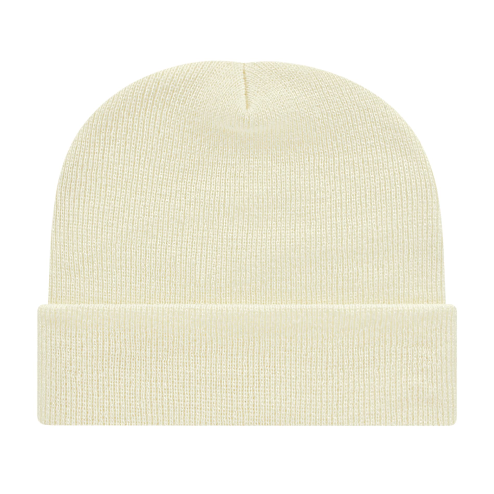 Front View of White Cap America Knit Cap with Cuff plain