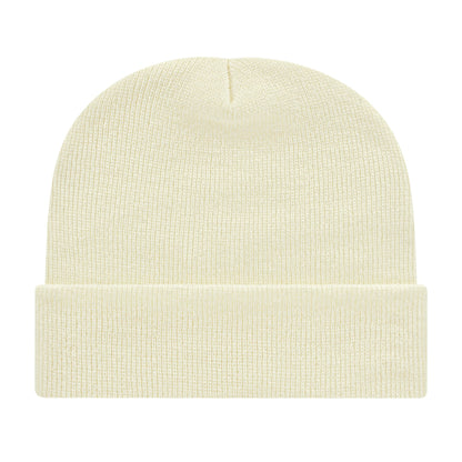 Front View of White Cap America Knit Cap with Cuff plain