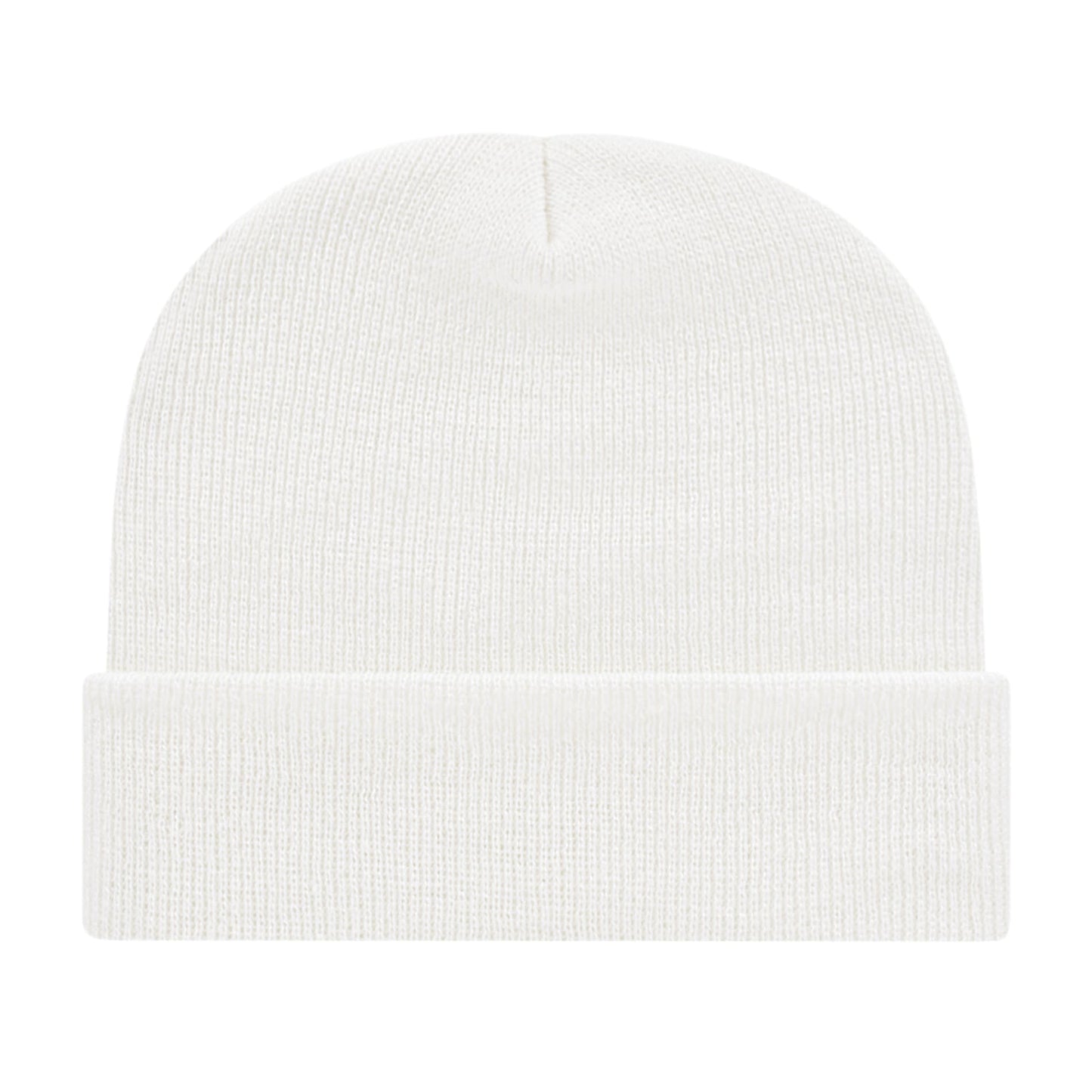 Front View of White Cap America Knit Cap with Cuff plain