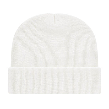 Front View of White Cap America Knit Cap with Cuff plain