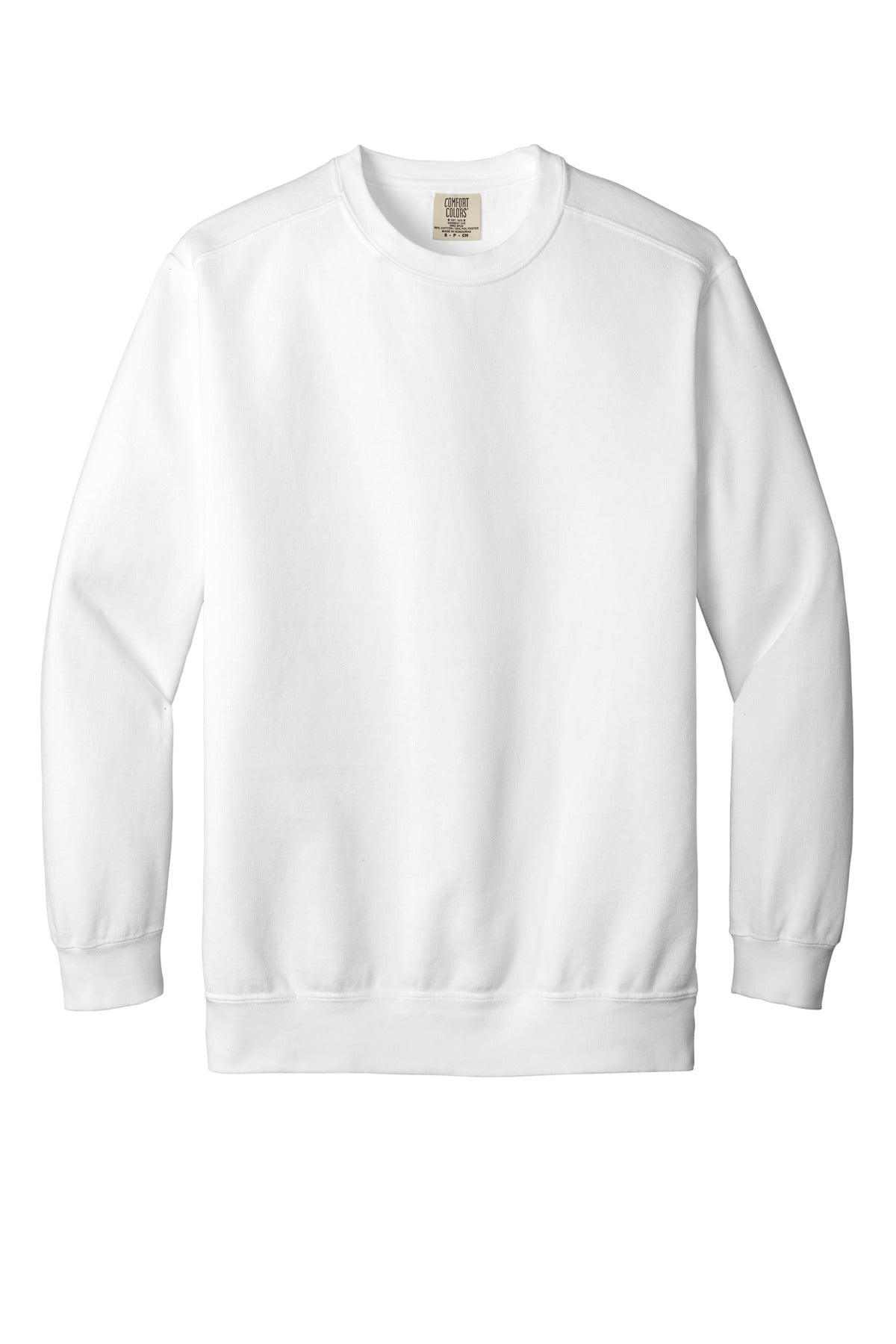 Front View of White COMFORT COLORS Ring Spun Crewneck Sweatshirt. 1566
